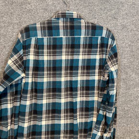 Uniqlo Shirt Mens Medium Blue Green Plaid Flannel Long Sleeve Button Up Casual - Picture 4 of 7